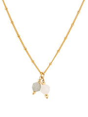 Bobby Labradoriet/Rozenkwarts satelliet ketting ca. 51,5cm