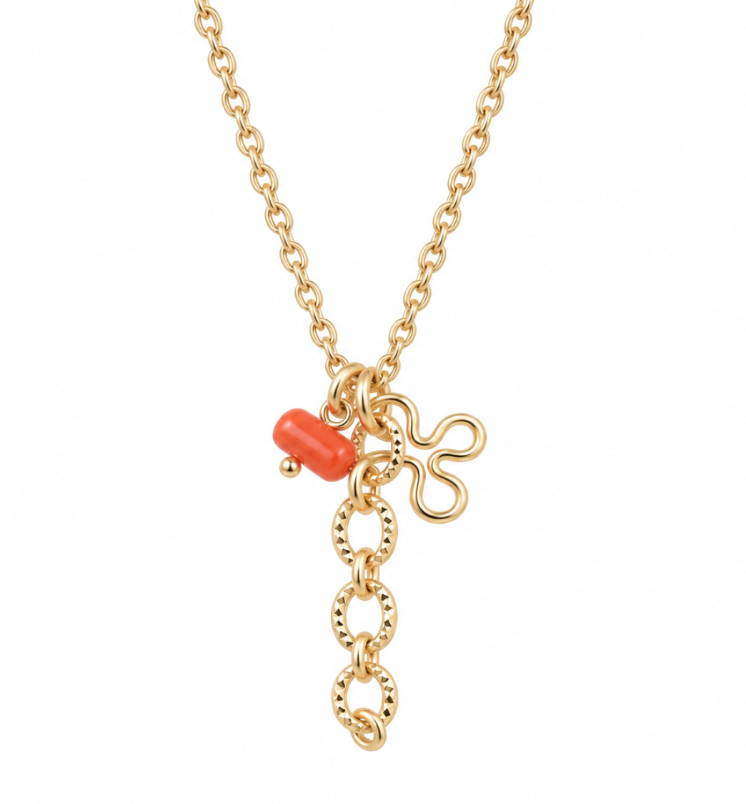 Nicole koraal ketting ca. 50 cm