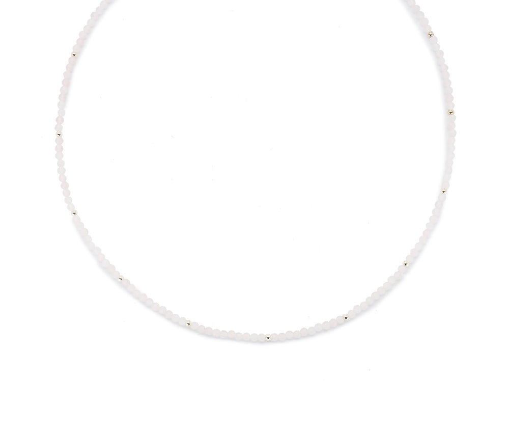Rose Rozenkwarts ketting ca. 40cm